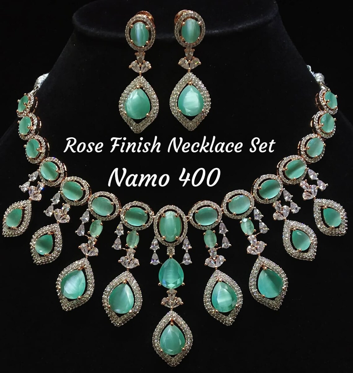American Diamond Necklace Set With Earring