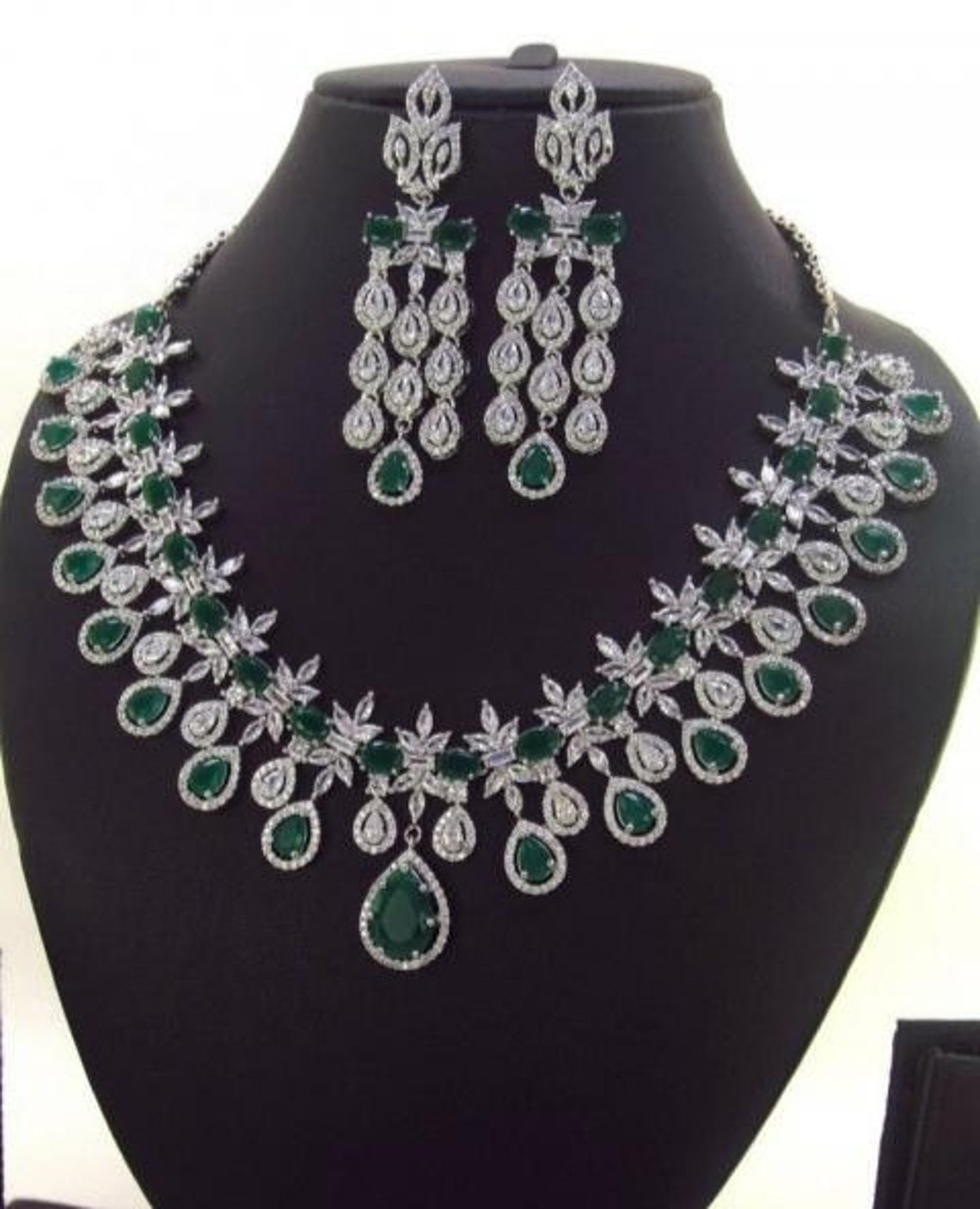Bridal CZ American Diamond Necklace Set Cubic Zirconia | Etsy