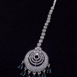 Cubic Zirconia Maang tikka/ Indian Jewelry/ Pakistani Jewelry/ Indian Forhead Jewelry/ CZ Tikkah