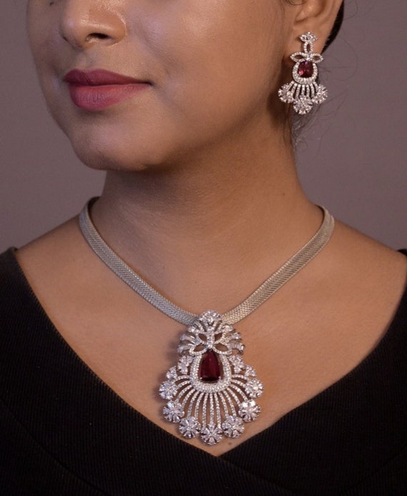 Handcrafted American Diamond Pendant Etsy Australia