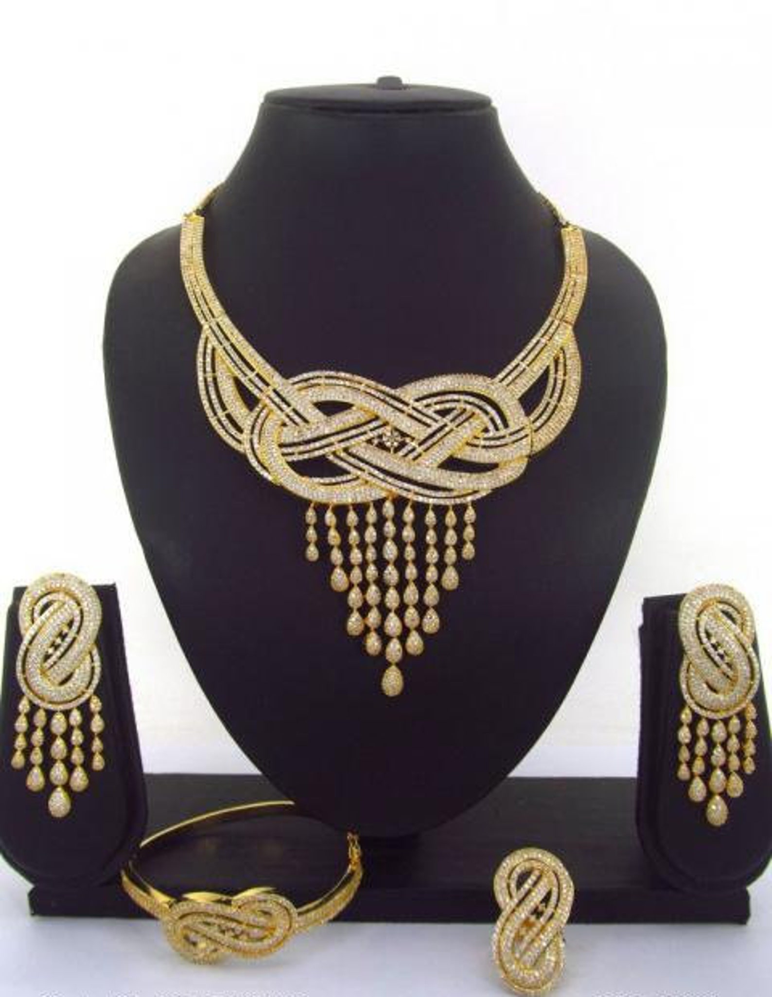 wedding american diamond necklace set