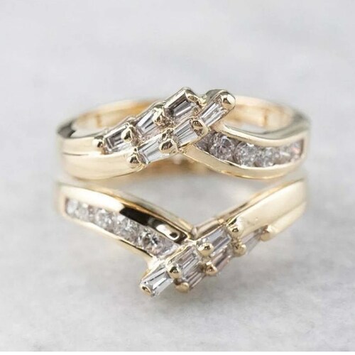 1.00 Ct Round & Baguette Cut Diamond 14K Rose Gold shops Finish Wedding Enhancer Wrap Band Ring, Engagement Enhancer Guard Ring, Christmas Gift