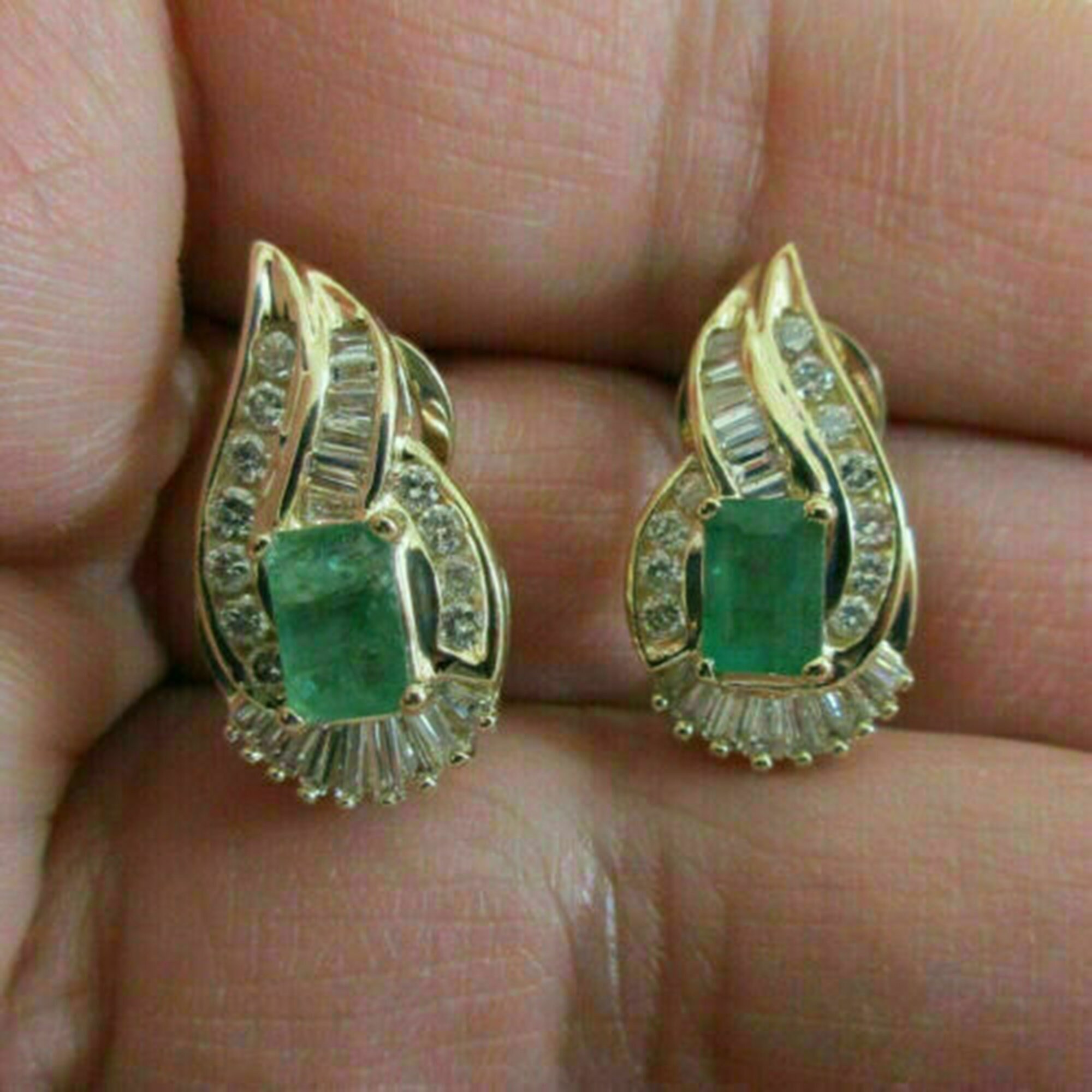 Emerald baguette sale earrings