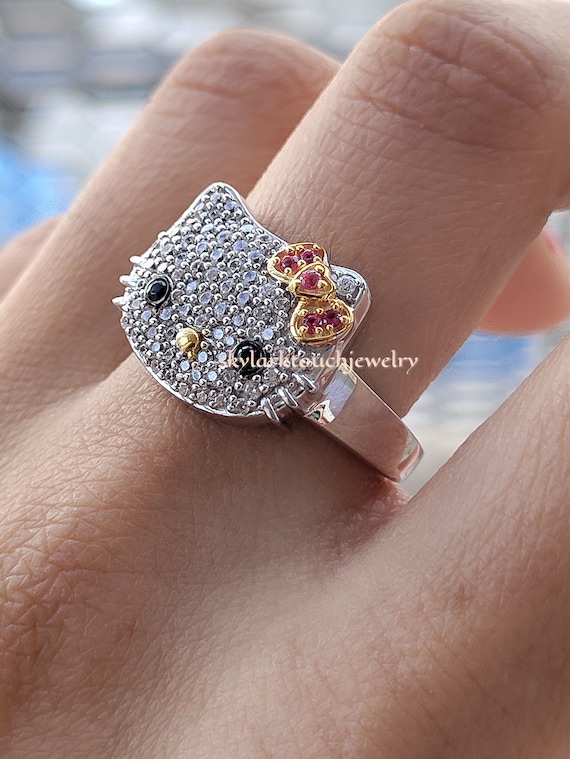 Hot Sale Sweet Sanrio Cinnamonroll Set Diamond Ring Women's Opening Fashion  Student Girlfriend Finger Rings Toy