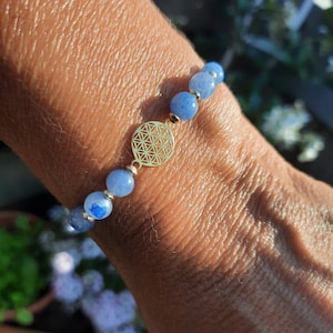 Aventurine blau Edelstein Armband mit Lebensblume / Glücksbringer / Perlenarmband / Heilstein / Blume des Lebens