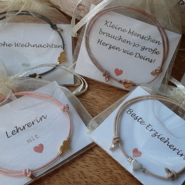 Filigranes Armband mit Herz / Geschenk Erzieherin / Lehrerin  / Abschied Kindergarten / Grundschule / Dankeschön / Weihnachtsgeschenk