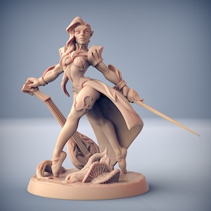 Mini pin-up elfe barde | Miniature RPG de table du D&D | Figurines D&D | Jeux fantastiques | Guilde des artisans | Modulaire | Musicien elfique