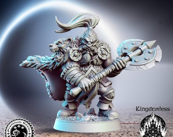 DnD Male Dwarf Axe Warrior Mini | Tabletop RPG Miniature | D&D Figurines | Pathfinder Fantasy Gaming | RN Estudio | Dwarven Barbarian