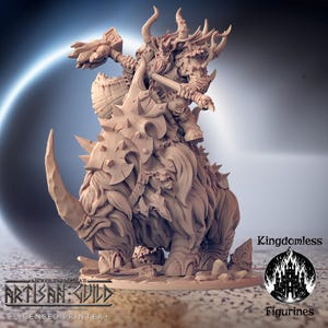 Ogre Champion Rhino Rider Mini | DnD Tabletop RPG Miniature | D&D Figurines | Pathfinder Fantasy Gaming | Artisan Guild Modular