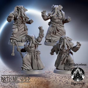 Elephant Priests DnD Miniature, Tabletop RPG DnD Mini, D&D Figurines for Pathfinder Fantasy Gaming, Artisan Guild Gift, Loxodon