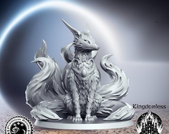 Kitsune Six Tailed Fox DnD Miniature | Tabletop RPG DnD Mini | D&D Figurines | Fantasy Gaming and Pathfinder | RN Estudio