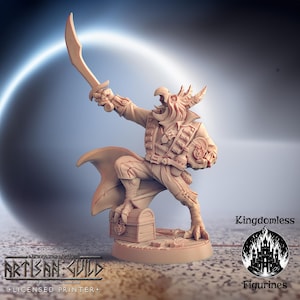 DnD Gryphon Male Pirate Thief Mini | Tabletop RPG Miniature | D&D Figurines | Pathfinder Fantasy Gaming | Artisan Guild | Swordsman Warrior