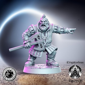 Dwarven Warrior DnD Miniature | Tabletop RPG DnD Mini | D&D Figurines | Fantasy Gaming and Pathfinder | RN Estudio