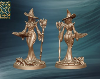 Twilight Witch DnD Miniature, Tabletop RPG DnD Mini, D&D Figurines, Fantasy Gaming and Pathfinder, Labyrinth Models