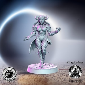 Female Tiefling DnD Miniature | Tabletop RPG DnD Mini | D&D Figurines | Fantasy Gaming and Pathfinder | RN Estudio