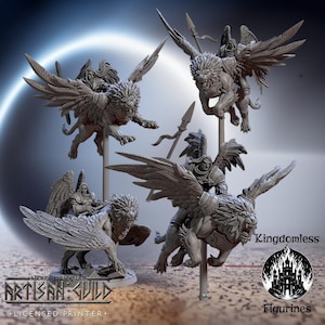 Ange Lion Riders Miniature D&D | RPG de table D&D Mini | Figurines D&D pour Pathfinder Fantasy Gaming | Guilde des artisans
