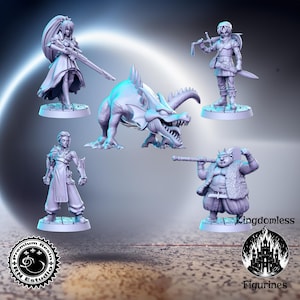 JRPG DnD Miniature Set, Resin Tabletop RPG Miniatures, RN Estudio