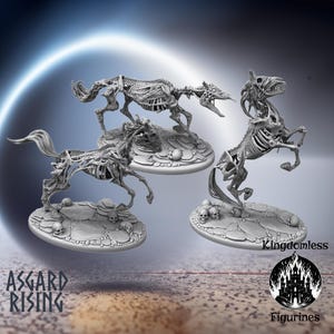 DnD Undead Skeleton Horse Mini | Tabletop RPG Miniature | D&D Figurines | Fantasy Gaming | Asgard Rising | Modular | Draugr Calvary