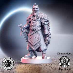 Viking Swordsman DnD Mini | Tabletop RPG Miniature | D&D Figurines | Pathfinder Fantasy Gaming | RNEstudio | Barbarian Fighter