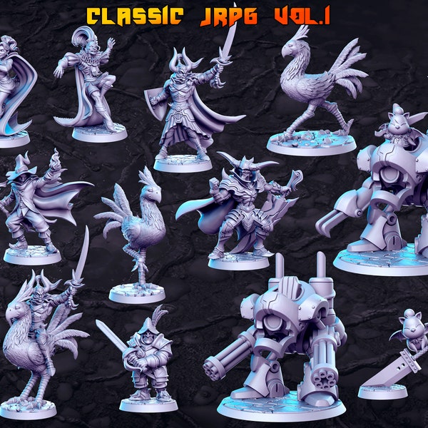 Classic JRPG Vol 1 Set DnD Miniature, Tabletop RPG DnD Mini, D&D Figurines, Pathfinder and Fantasy Gaming, RN Estudio