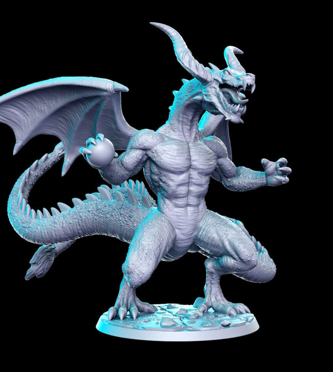 Three Tailed Standing Dragon Dnd Miniature | Tabletop RPG