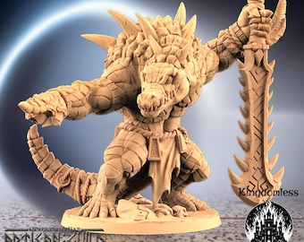 Lizard Champion Boss DnD Miniature | Tabletop RPG DnD Mini | D&D Figurines for Fantasy Gaming and Pathfinder | Artisan Guild