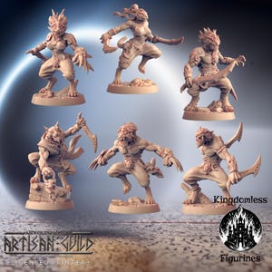DnD Catfolk Fighter Mini | Tabletop RPG Miniature | D&D Figurines | Fantasy Gaming | Artisan Guild Modular | Male and Female Warrior