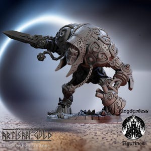 Enorm krigsgolemminiatyr | Modulär DnD Mini, Artisan Guild