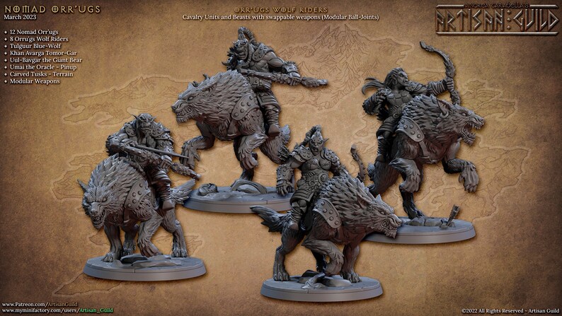 Orc Ogre Wolf Riders Miniature | Dnd, Pathfinder RPG Mini | Artisan ...