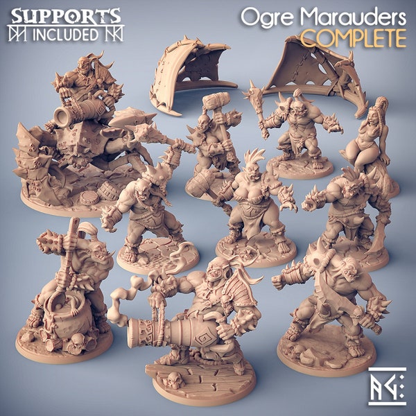 Ogre Marauders Full Set DnD Miniature | Tabletop RPG DnD Mini | D&D Figurines for Pathfinder Fantasy Gaming | Artisan Guild Modular