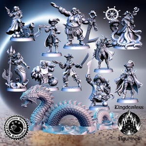 Sailing the Seas Full Set DnD Miniatures | DnD Mini Tabletop RPG | D&D Figurines | Pathfinder Fantasy Gaming | RN Estudio | DnD Gift