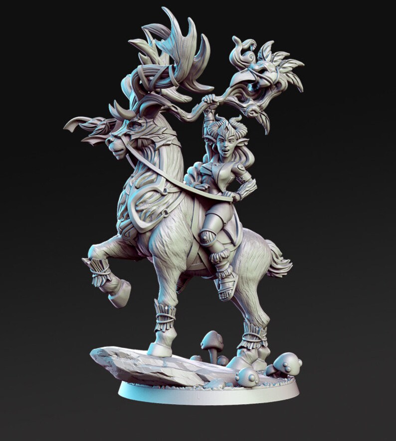 Forest Queen Stag Rider Tabletop RPG Dnd Mini D&D Figurines - Etsy