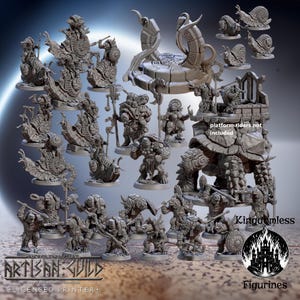 Jadeshell Turtlekins Full Set DnD Miniature | Tabletop RPG DnD Mini | D&D Figurines for Pathfinder Fantasy Gaming | Artisan Guild Modular
