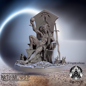 Demon Prince Pinup on Throne DnD Miniature | Tabletop RPG DnD Mini | D&D Figurines for Pathfinder Fantasy Gaming | Artisan Guild Modular