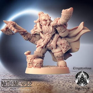 DnD Dwarf Bard Warrior Mini | Tabletop RPG Miniature | D&D Figurines | Pathfinder Fantasy Gaming | Artisan Guild