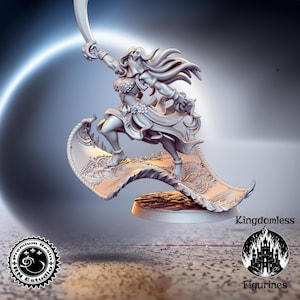 Flying Carpet Princess DnD Miniature | Tabletop RPG DnD Mini | D&D Figurines | Fantasy Gaming and Pathfinder | RN Estudio