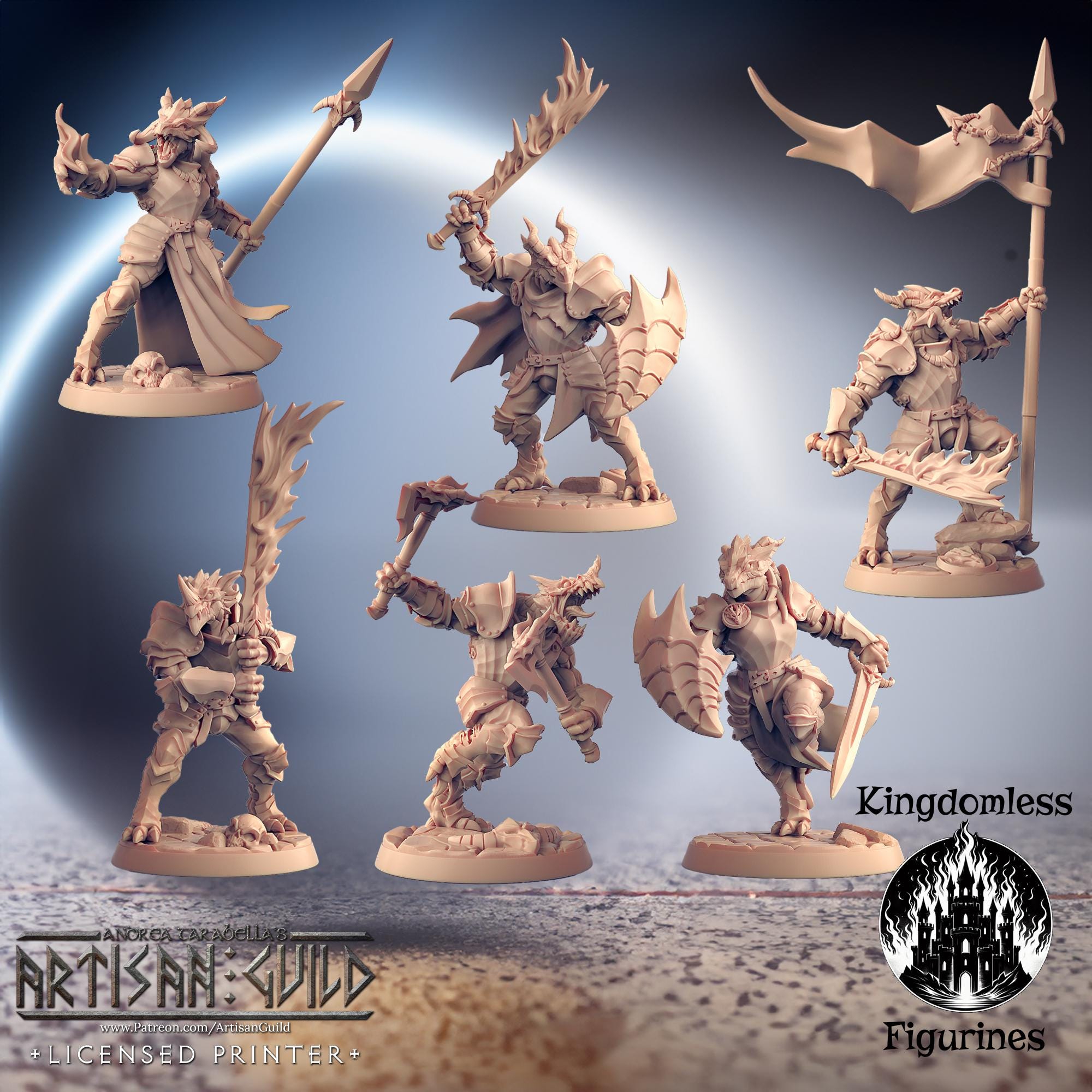 DnD Dragonkin Warrior Mini | Tabletop RPG Miniature | D&D Figurines | Fantasy Gaming | Artisan Guild | Modular | Male Female Dragonfolk