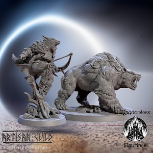 Female Viking Ranger with Bear DnD Miniature | Tabletop RPG DnD Mini | D&D Figurines for Pathfinder Fantasy Gaming | Artisan Guild Modular