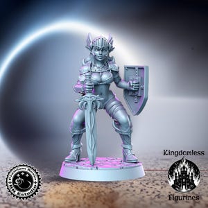 DnD Female Elf Knight Warrior Mini | Tabletop RPG Miniature | D&D Figurines | Pathfinder Fantasy Gaming | RN Estudio | Sukubus Swordswoman