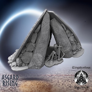 DnD Viking Burial Monument Terrain | Tabletop RPG Miniature | D&D Figurines | Pathfinder Fantasy Gaming | Asgard Rising | Tomb Scatter Set