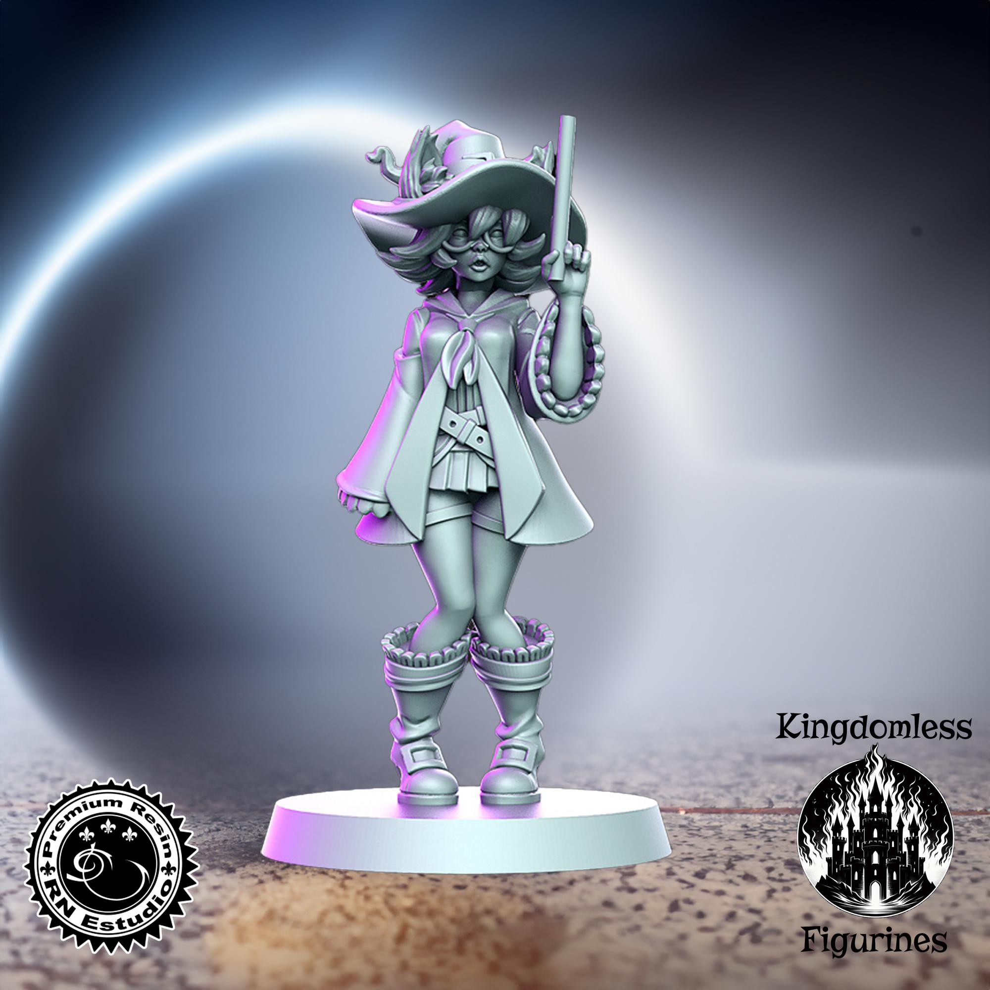 Female Feline with Hat, Tabletop RPG DnD Mini, D&D Figurines, Fantasy Gaming and Pathfinder, RN Estudio