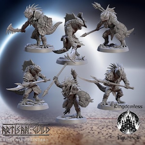 Lizardmen Warriors DnD Miniature | Tabletop RPG DnD Mini | D&D Figurines for Pathfinder Fantasy Gaming | Artisan Guild Modular