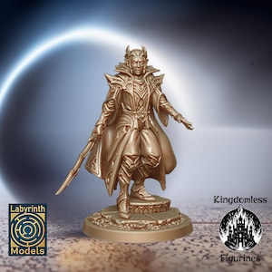 Dark Elf Prince DnD Miniature, Tabletop RPG DnD Mini, D&D Figurines, Fantasy Gaming and Pathfinder, Labyrinth Models
