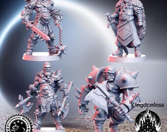 Savage Barbarian Pack, Gray Resin Miniature Set, RN Estudio DnD RPG