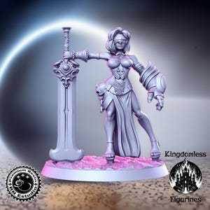 Human Female Blind Warrior DnD Mini | Tabletop RPG Miniature | D&D Figurines | Pathfinder Fantasy Gaming | RNEstudio | Assassin Fighter