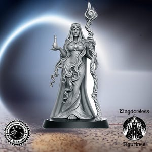 DnD Female Elf Enchantress Mini | Tabletop RPG Miniature | D&D Figurines | Pathfinder Fantasy Gaming | RN Estudio | Elven Cleric