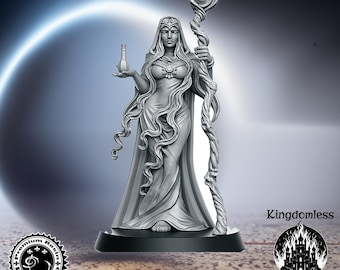 DnD Female Elf Enchantress Mini | Tabletop RPG Miniature | D&D Figurines | Pathfinder Fantasy Gaming | RN Estudio | Elven Cleric