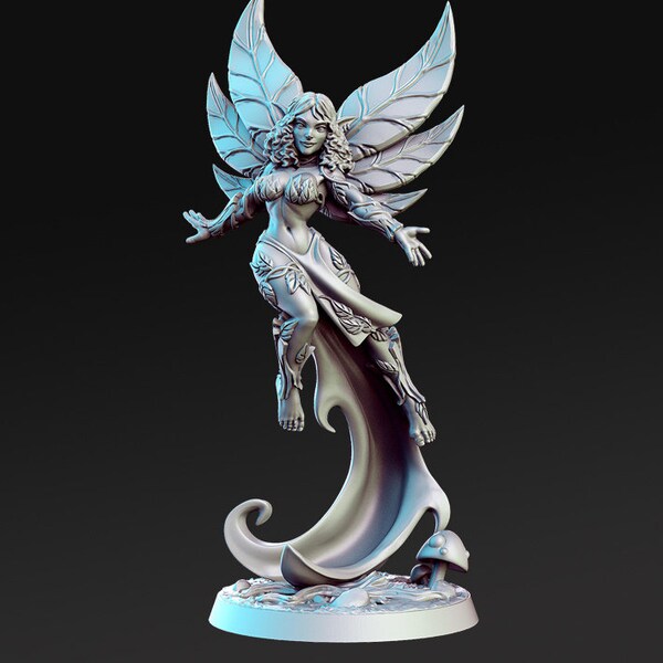 Flying Female Angel Fighter Miniature – For D&D, Pathfinder, RPG Tabletop Games