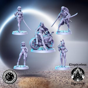 Cyberpunk DnD Miniatures Set, RN Estudio RPG Mini, 3D Printed Resin