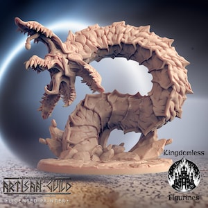 Epic Sand Worm DnD Miniature | Tabletop RPG Mini | D&D Figurines | Pathfinder Fantasy Gaming | Artisan Guild | Beast Monster